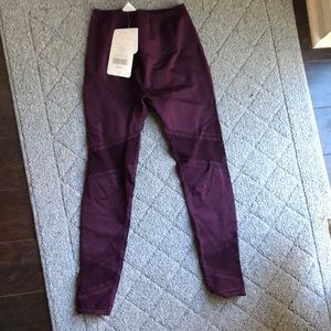 Burgundy Seamless high-waisted mesh 7/8 leggings